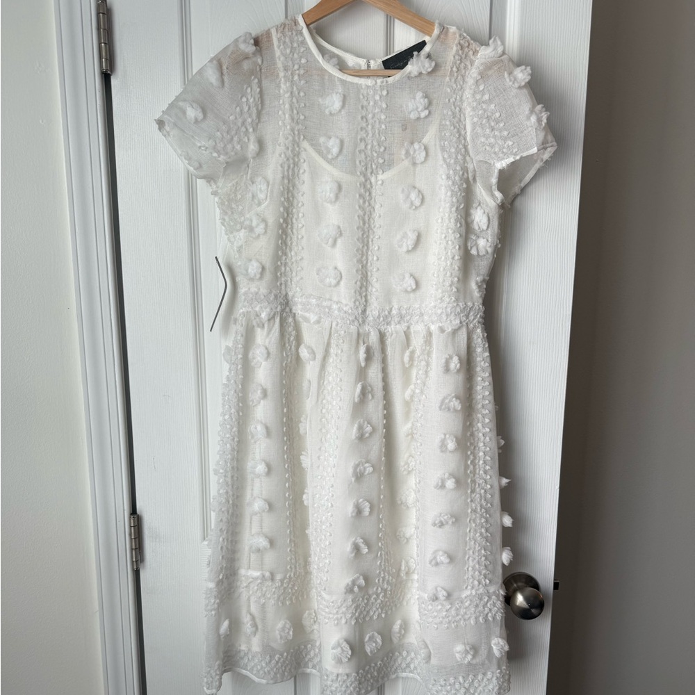 Anthropologie White Textured Dress